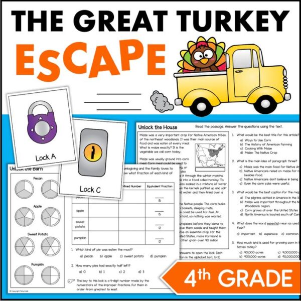 thanksgiving turkey escape room 4th grade